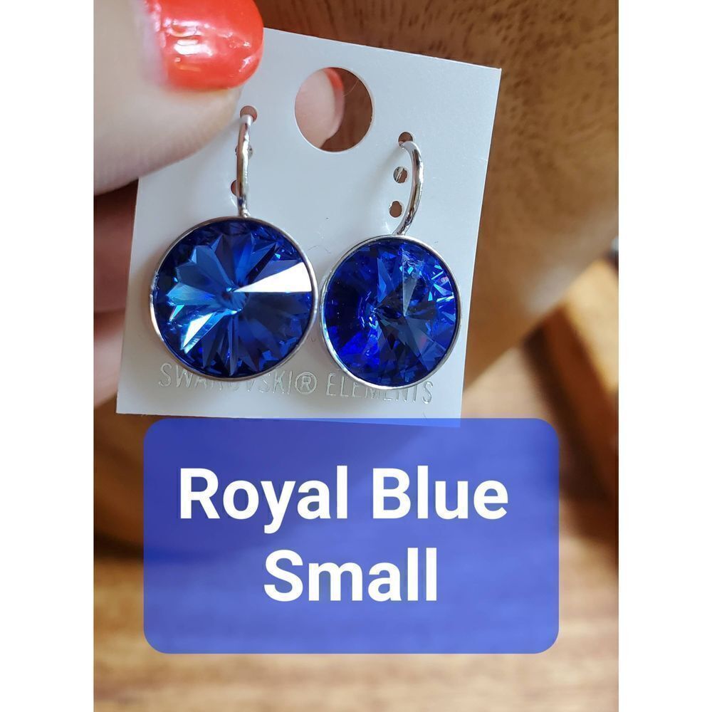 Swarovski Element Earrings NWT Royal Blue Small. Work. Simple. Dangle. Minimali‎